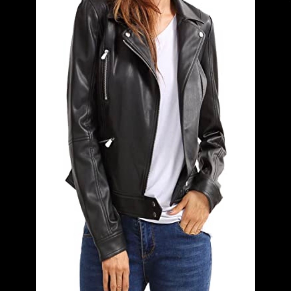 Vegan leather black jacket